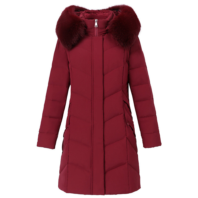 女性のための偽の毛皮の襟付きジャケット,冬服,ミッドレングス,マークされた白い色,大きなサイズ,2021