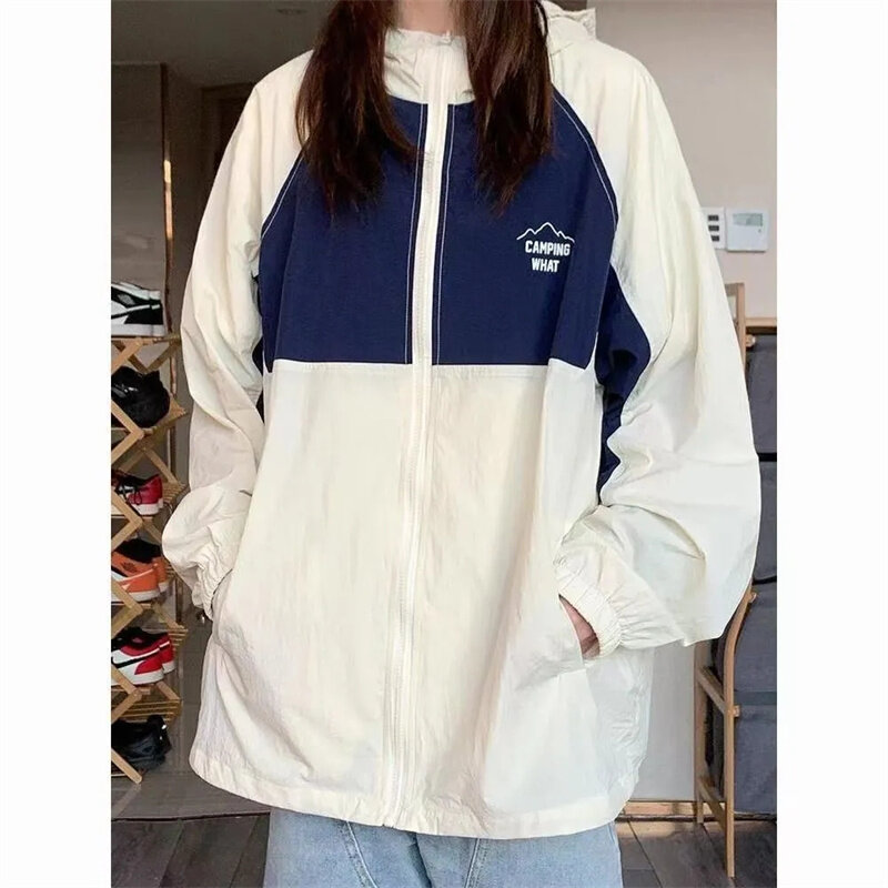 Women Color Blocking Xiaoxiangfeng Top Coat Spring And Autumn Female Loose Fitting Outerwear Ladies Hong Kong Winds New Overcoat