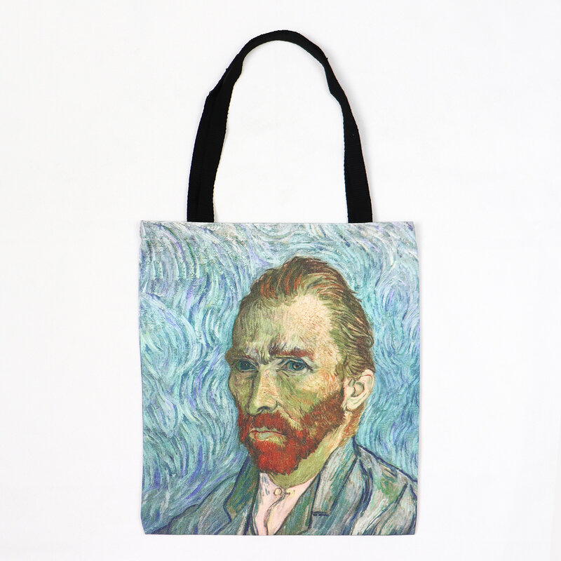Van Gogh ภาพวาดสตรีกระเป๋า Tote ถุงช้อปปิ้งนำกลับมาใช้ใหม่สำหรับร้านขายของชำกระเป๋าสะพาย Lady สามารถส่วนบุคคล