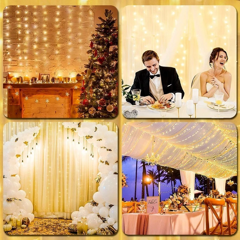 3M Festoon String Light Fairy Garland Curtain Light USB with Remote Control New Year&Christmas Decoration For Home Party Wedding