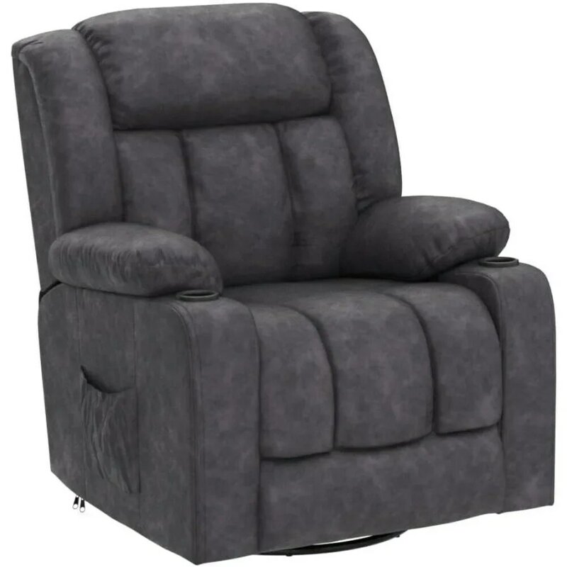 Joystick per massaggio con sedia sdraiata, sedile per divano singolo reclinabile pigro rotante a 360 gradi riscaldato, con portabicchieri, adatto per soggiorno