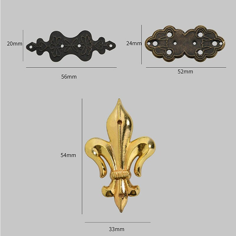 Nieuwe Chinese Antieke Hoekdoos Hoekdecoratie Vlinder Zinklegering Houten Doos Hoek Bronzen Ijzer