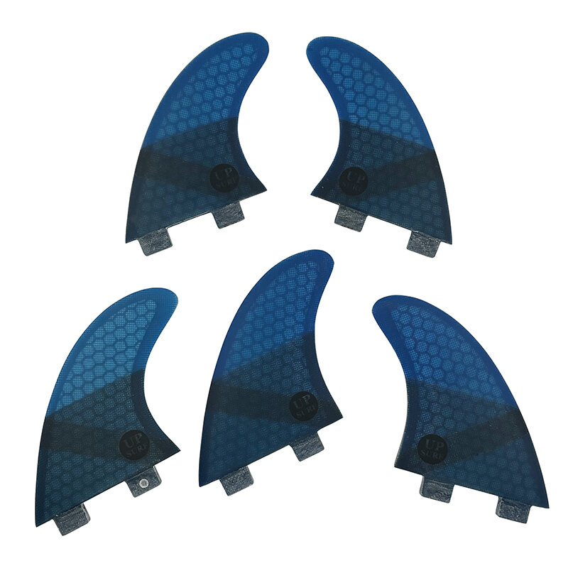 UPSURF FCS płetwy podwójne zakładki niebieski plaster miodu surfingowe płetwy UK2.1 5 sztuk/zestaw Quilhas stabilizator Sup płetwy do surfowania płetwy