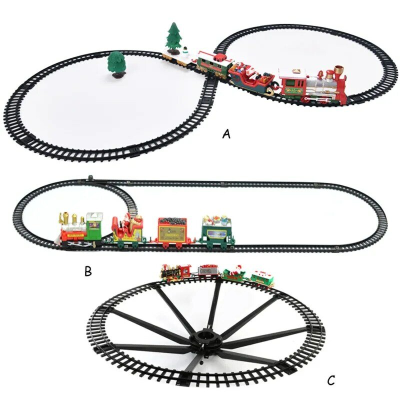 Pociąg bożonarodzeniowy kolejowa z dźwiękiem pociąg elektryczny zestawy kolejowe prezent dla dzieci