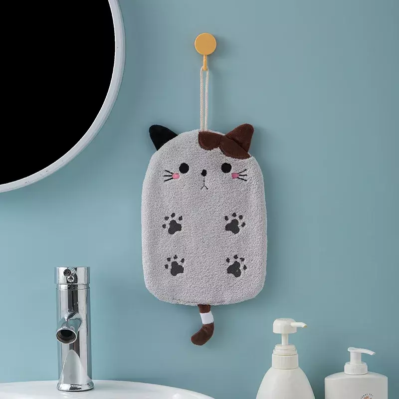 Коралловый бархат, плоская кошка, искусственное Впитывающее двухцелевое квадратное полотенце для ванной комнаты