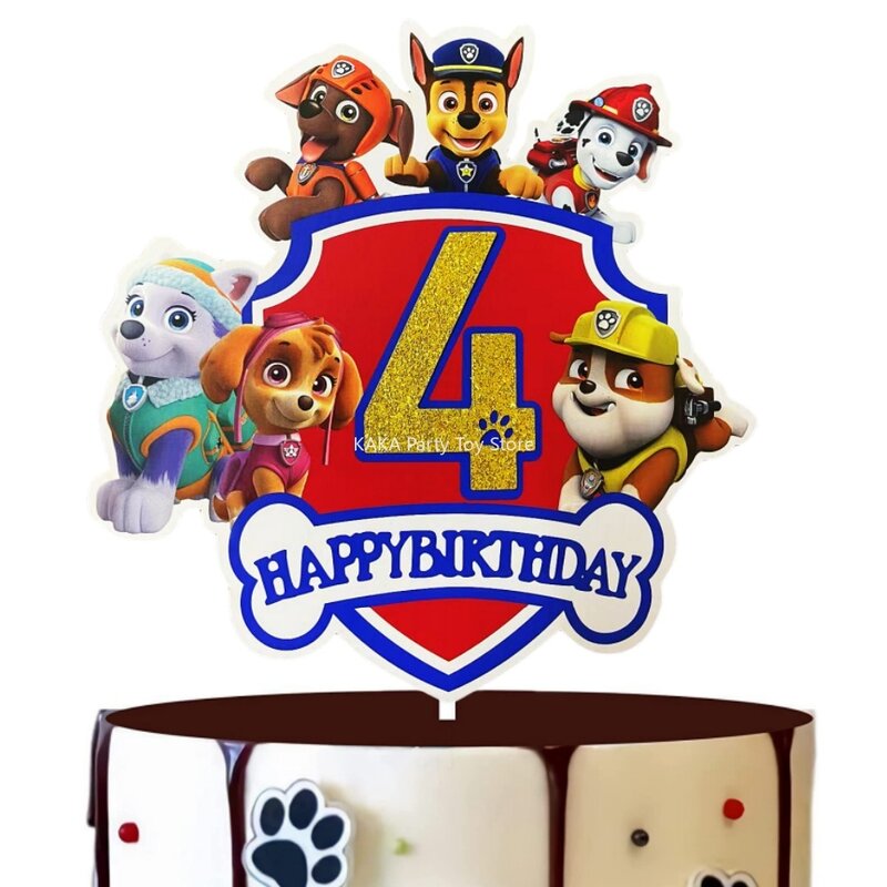 Decoración de cumpleaños de la patrulla canina, adornos para tartas de fiesta de cumpleaños, suministros para Baby Shower
