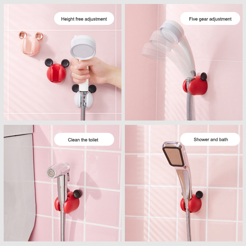 Cartoon Wall Mounted Shower Bracket, Holder ajustável Free Holder, Base fixa, Universal, Acessórios do banheiro