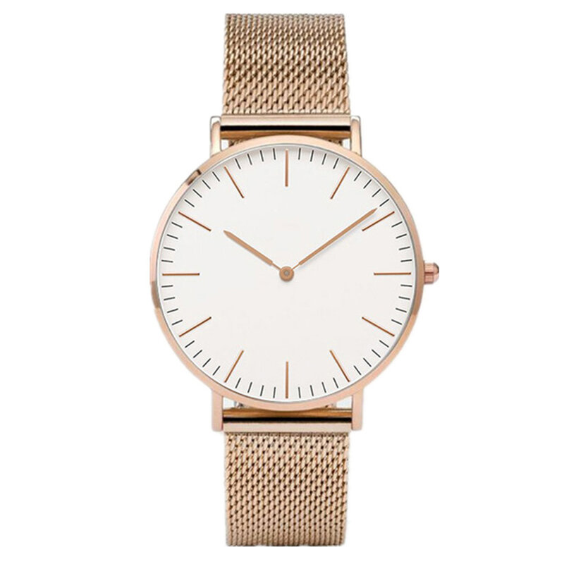 Reloj de lujo de oro rosa para mujer, pulsera de marca superior, reloj de cuarzo informal, reloj de pulsera de acero para mujer