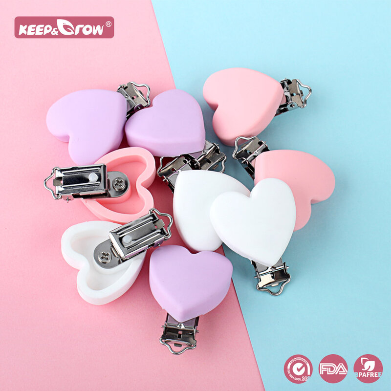 3Pcs Heart Silicone Pacifier Clips DIY Nipple Holder Teething Toys Nursing Food Grade Silicone Pacifier Chain Accessories