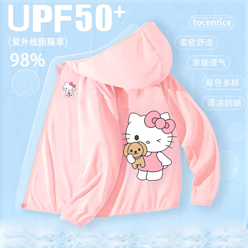 Sanrio Hello Kitty Cinnamoroll anak-anak pakaian perlindungan matahari musim panas kartun kasual perlindungan Uv anak laki-laki perempuan mantel bertudung hadiah