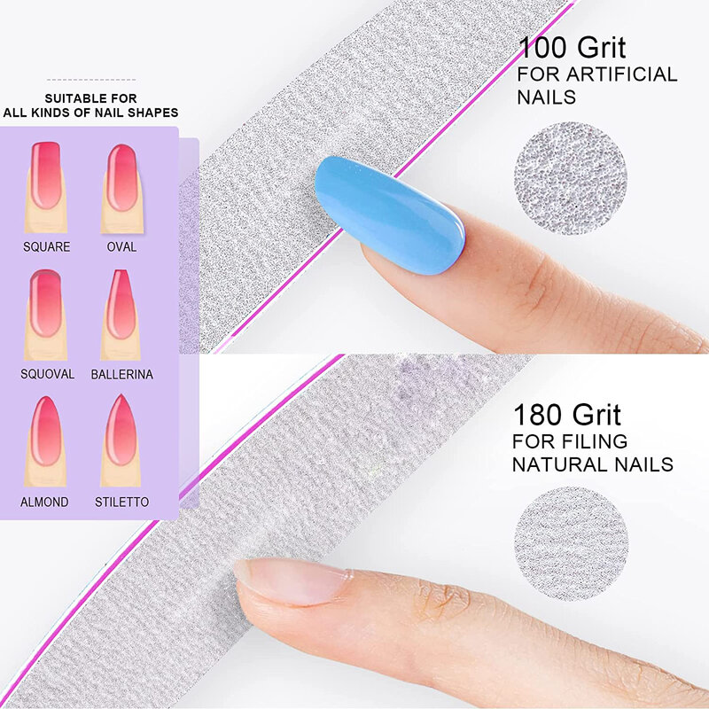 Kit de herramientas profesionales para limar uñas juego de tiras reutilizables lavables de doble cara, para el cuidado de las uñas