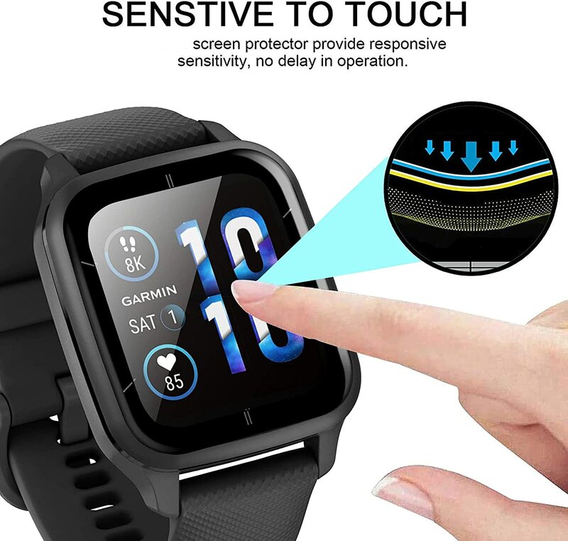 Mais novo 3d curvado filme protetor composto anti-scratch filme para tela relógio inteligente smartwatch acessórios para garmin venu sq 2