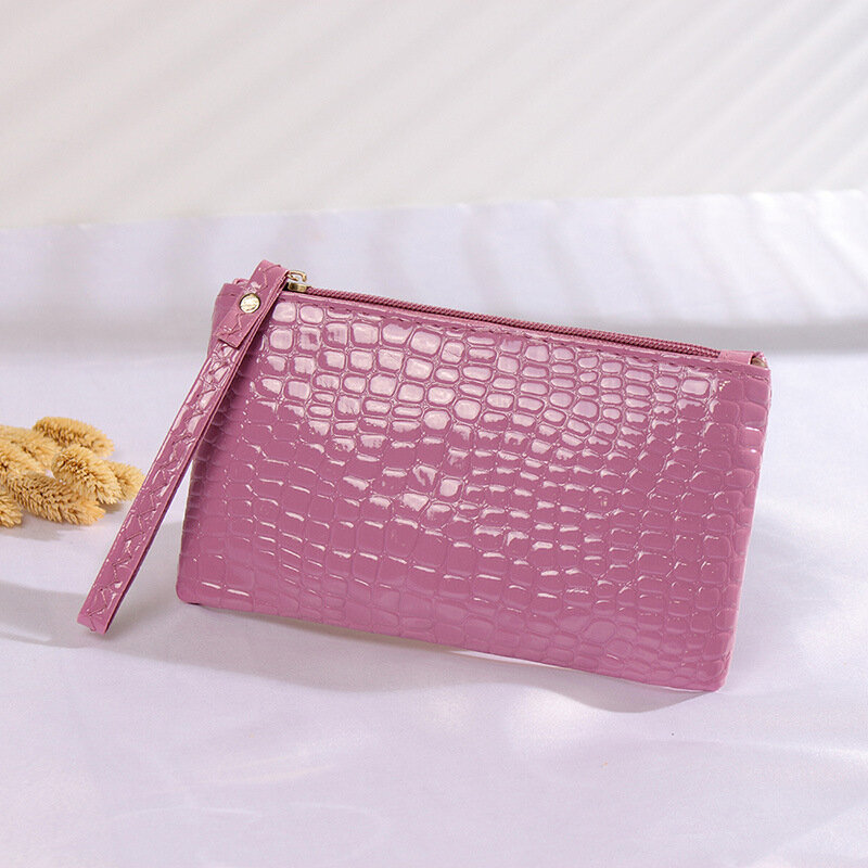 Krokodil Brieftasche für Frauen Geldbörse Neue Mode Kleine Handgelenk Tasche Hohe-qualität PU Münze Brieftasche Zipper Verschluss Solide candy farben