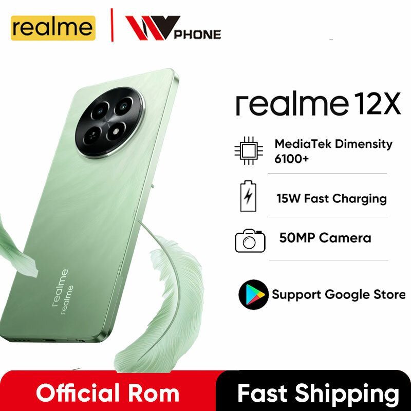 Realme-teléfono inteligente 5G 12X, Original, Pantalla AMOLED de 6,67 pulgadas, 120Hz, cámara de 50MP, 5000mAh, Dimensity 6100 +