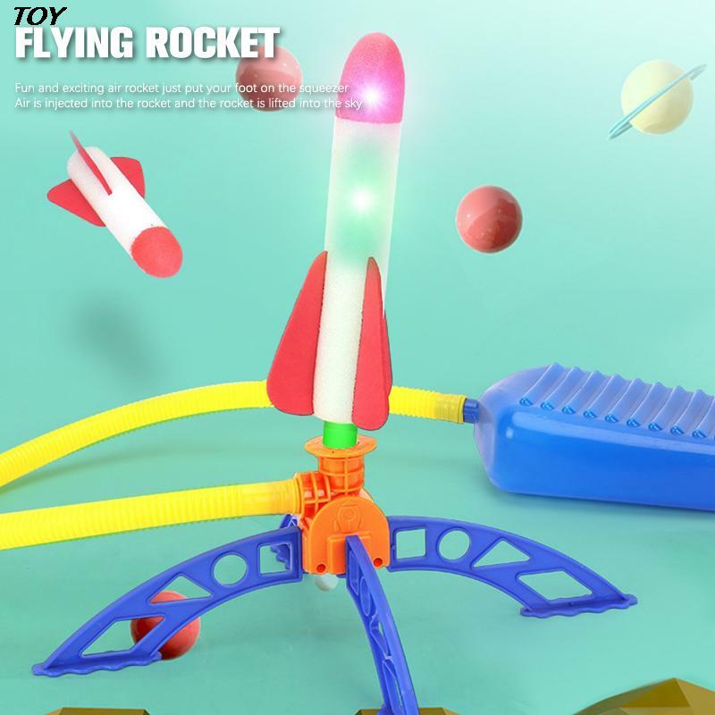 1Set Kid Air Raket Pump Launcher Speelgoed Flash Raketwerpers Pedaal Games Outdoor Kind Spelen Speelgoed Kid Cadeau