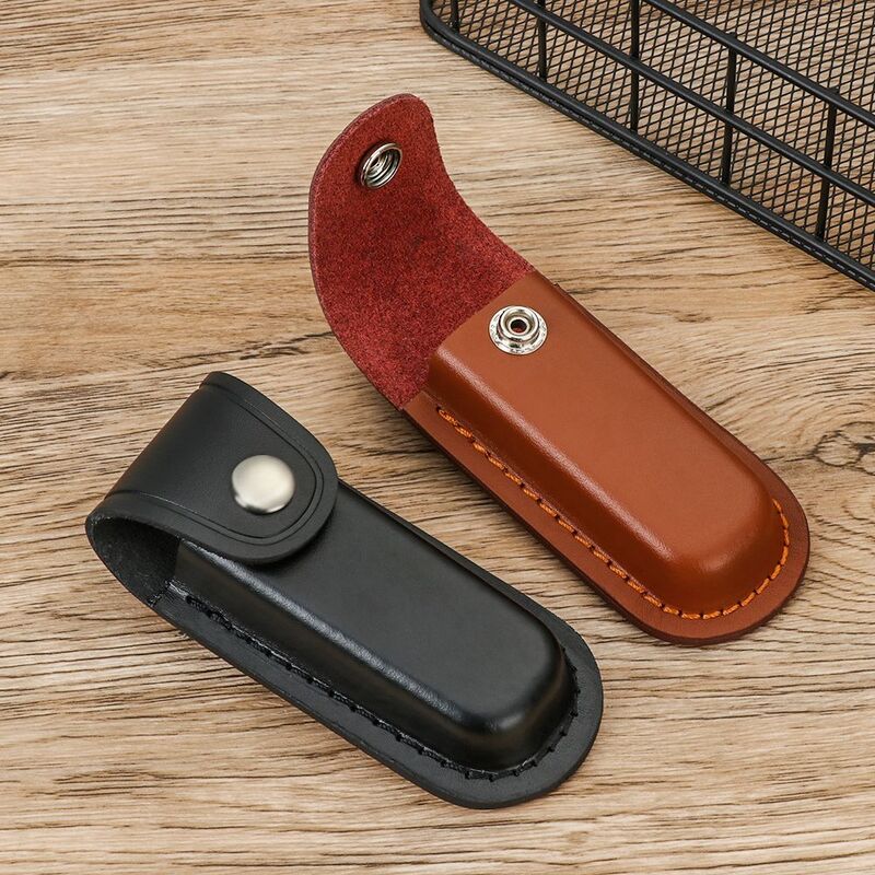 Leather Sheath Holder Pocket Hunt Outdoor Equipment Camp Outdoor Carry Flashlight Case Fold Knife Tool Belt Loop Case