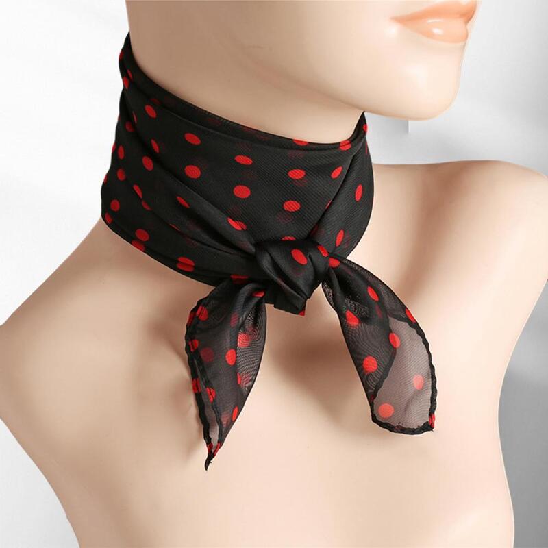 Women Scarf Dot Print Thin Breathable Lightweight Neck Decoration Chiffon Lady Head Neck Square Collar Scarf Clothes Accessories
