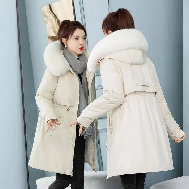 2023 женская зимняя куртка с капюшоном, длинные пальто с хлопковой подкладкой, теплая плотная куртка, базовая верхняя одежда, зимняя одежда, парки, женские зимние пальто