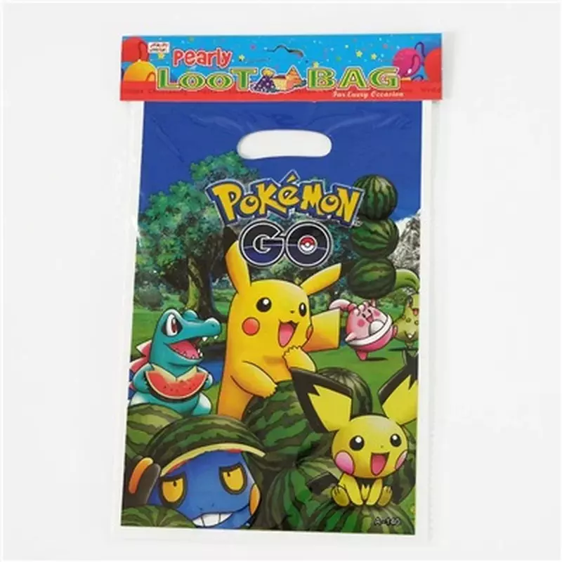 10 buah tas hadiah Pokemon Pikachu, alat pesta ulang tahun anak, dekorasi perlengkapan pesta Baby Shower, kejutan Topper Pikachu untuk anak laki-laki
