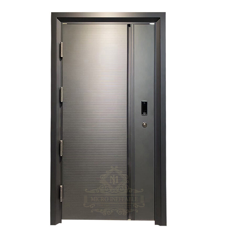 Kualitas unggul desain Modern eksterior komersial baja logam berongga keamanan masuk pintu tunggal
