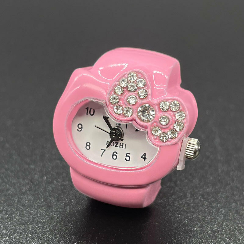 女性のためのダイヤモンド-女性のためのアンティークリング時計、シンプルなすべて、ハンドアドーンラブリーボウ、ホワイトダイヤル、売れ筋