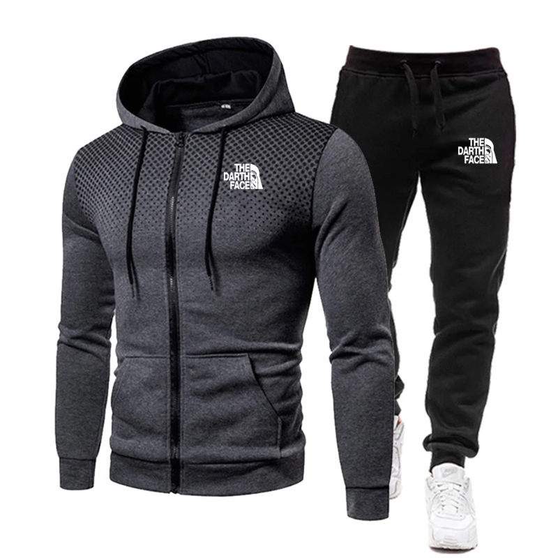 Spring and Autumn Men's Set Casual Two Piece Set New Fitness Outdoors Running Wear Fashion Plus Pants Sweater Hoodie