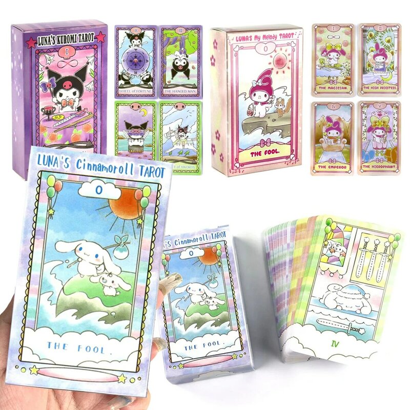 78 Stuks Luna's Kuromi Cinnamoroll Sanrio Tarot Deck Cards Waarzeggerij Waarzeggerij Party Game Collectible Geschikt Voor Beginners