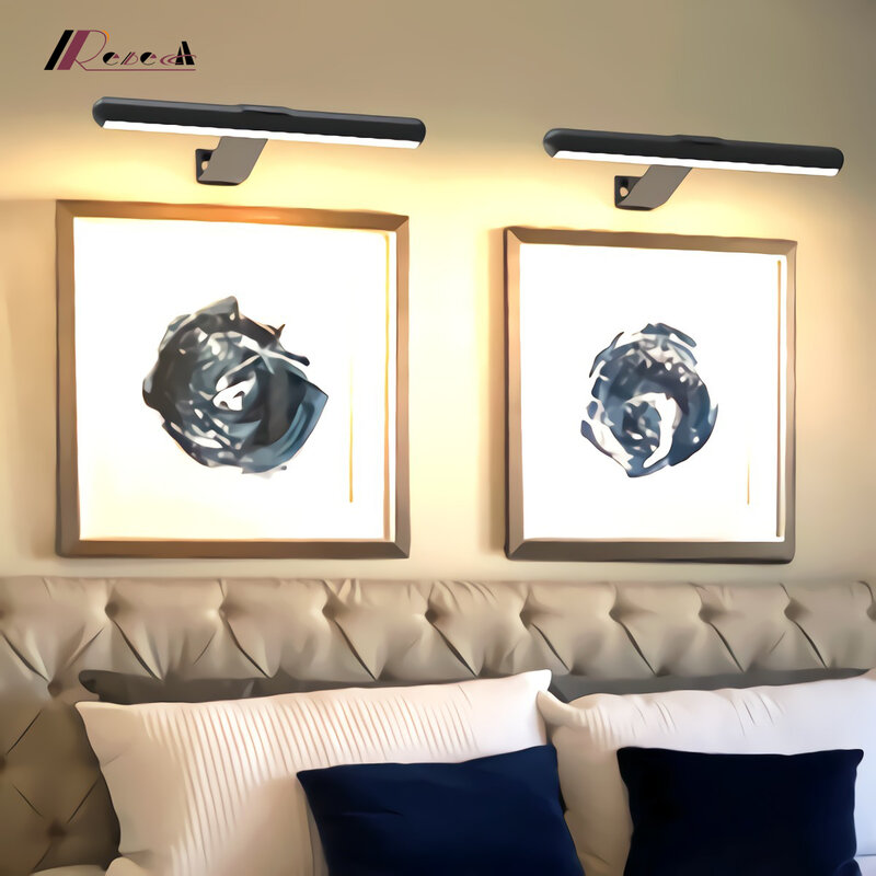 Lâmpada de parede sem fio para sala de estar, Picture Light, retrato com controle remoto, Art Display, bateria recarregável, foto