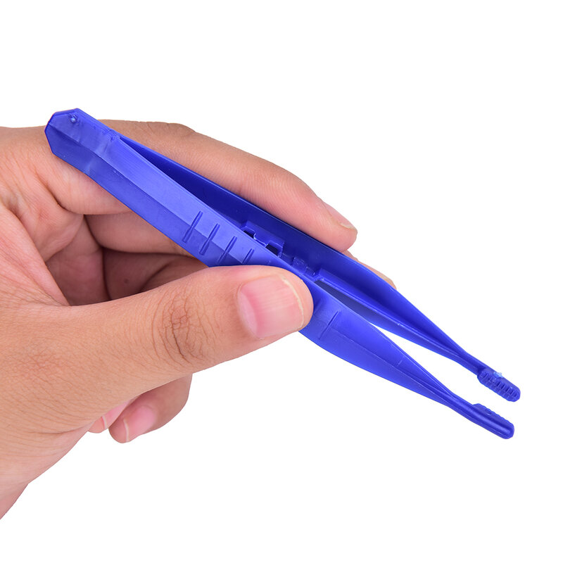 10pcs Blue Disposable Medical First Aid Tweezer Small Plastic Tweezers