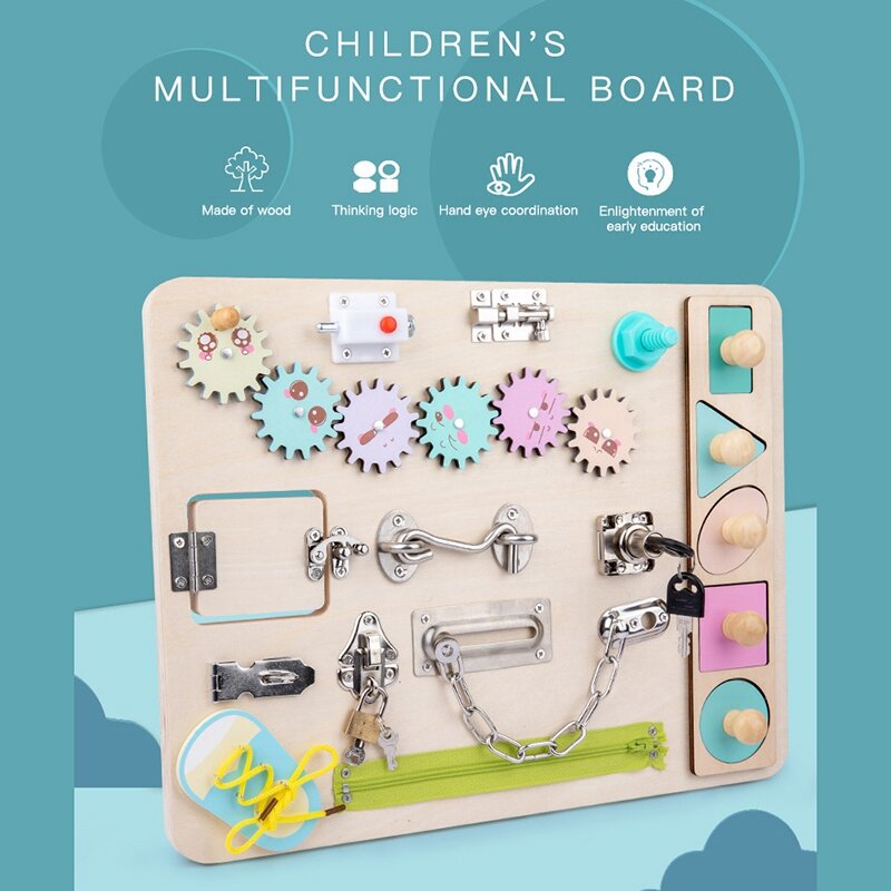Educational Sensory Board for Toddlers, Unlock Toy, Intelligence Development, Essential