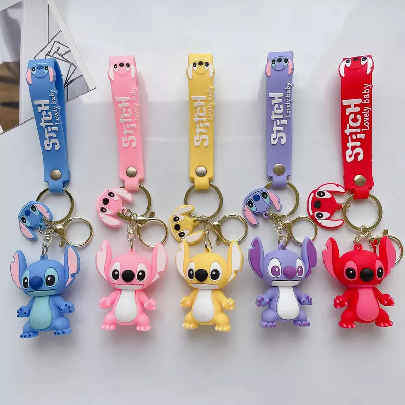 Disney Creative Cartoon 3d Silicone Stitch Pendant Keychain for Women Men Teens Backpack Bag Car Keys Accessories Gifts