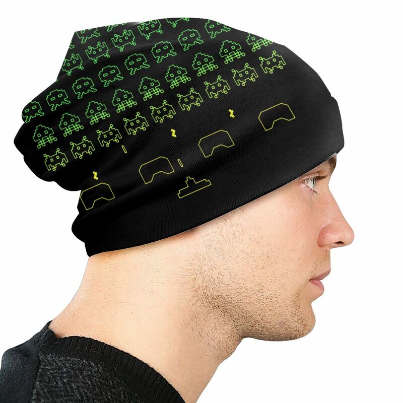 Space Invaders Gamer Bonnet Hat Knit Hat Vintage Autumn Winter Videogames Skullies Beanies Hats Unisex Adult Summer Warm Caps