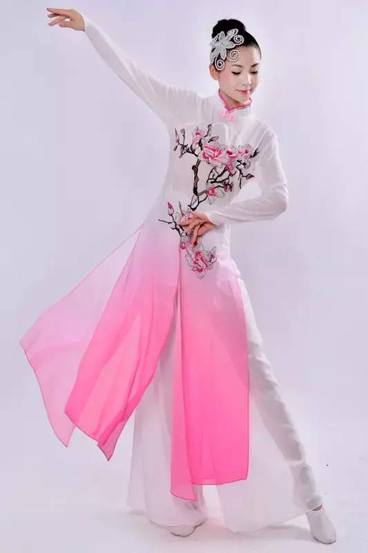 Bambino classico Costume da ballo cinese donna Yangko vestiti da ballo ragazza ombrello Dancewear danza popolare cinese vestito