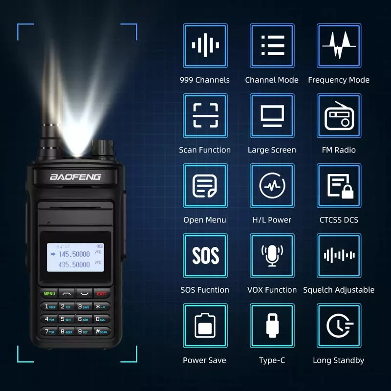 วิทยุสื่อสาร Baofeng 10W P15UV, เครื่องรับส่งสัญญาณวิทยุมือถือ999ช่อง FM ส่งสัญญาณ HF วิทยุสองทางวิทยุสมัครเล่น2022