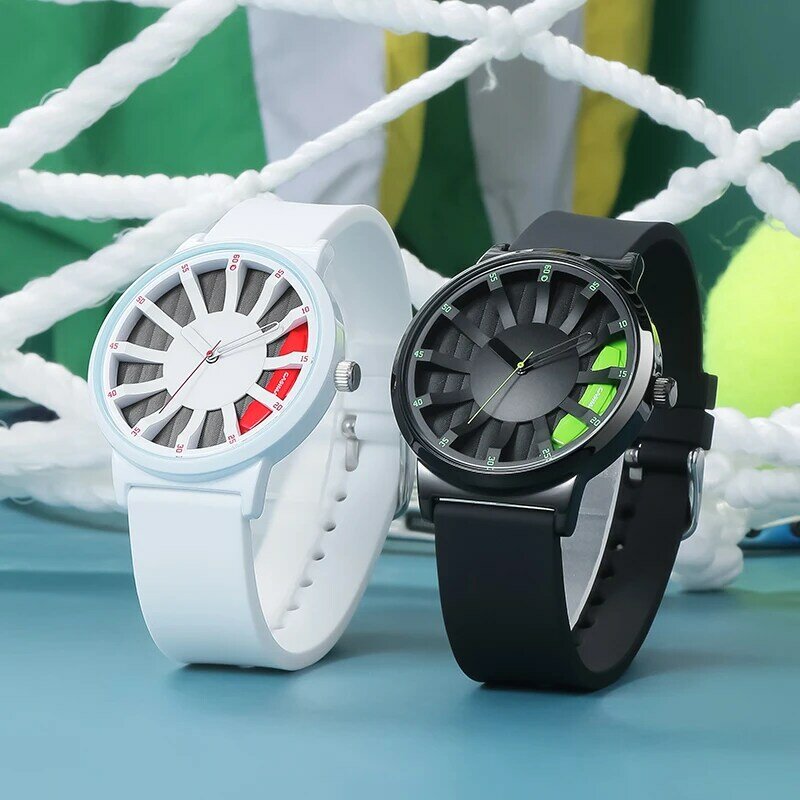 Quartz Wristwatch for Couple Waterproof Simple Style Watch Silicone Strap Unisex Watch Unique Dial Fashion Creative Wrist Clock