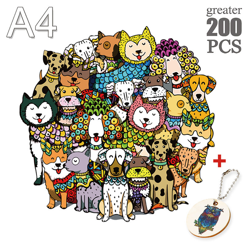 절묘한 나무 동물 직소 퍼즐, 우아한 모양 강아지, 타이치 몬테소리 장난감, 성인, 어린이, 아름다운 나무, DIY 그림