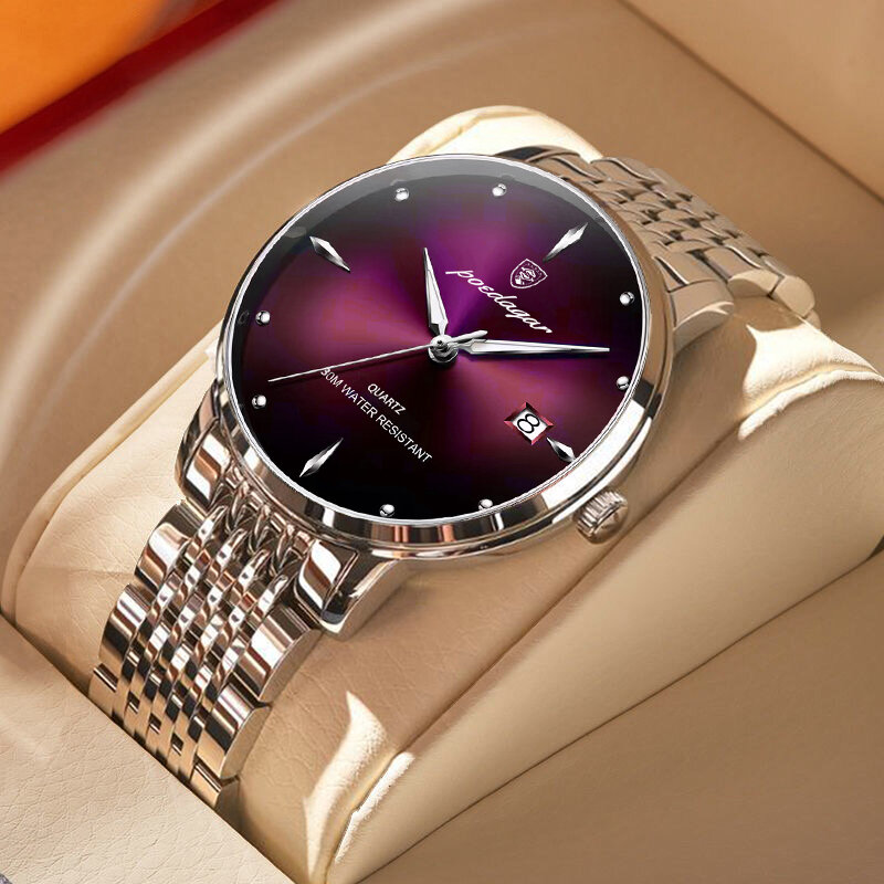 Topowy męski zegarek męski zegarek na rękę z wodoodpornym świecącym zegarki ze stali nierdzewnej sportowym zegarem kwarcowym