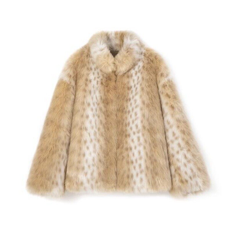 ZXRYXGS cappotto di pelliccia imitazione Premium di fascia alta giacche alla moda 2023 nuovo collo in piedi leopardato autunno inverno giacca donna cappotto