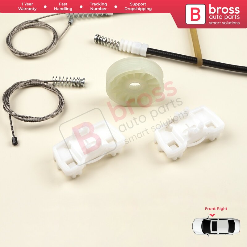 Bross Auto-onderdelen BWR470 Elektrische Ruitbediening Regulator Reparatie Kit Voor Rechts Deur Voor Vw Sharan 95-09 Seat alhambra 96-09