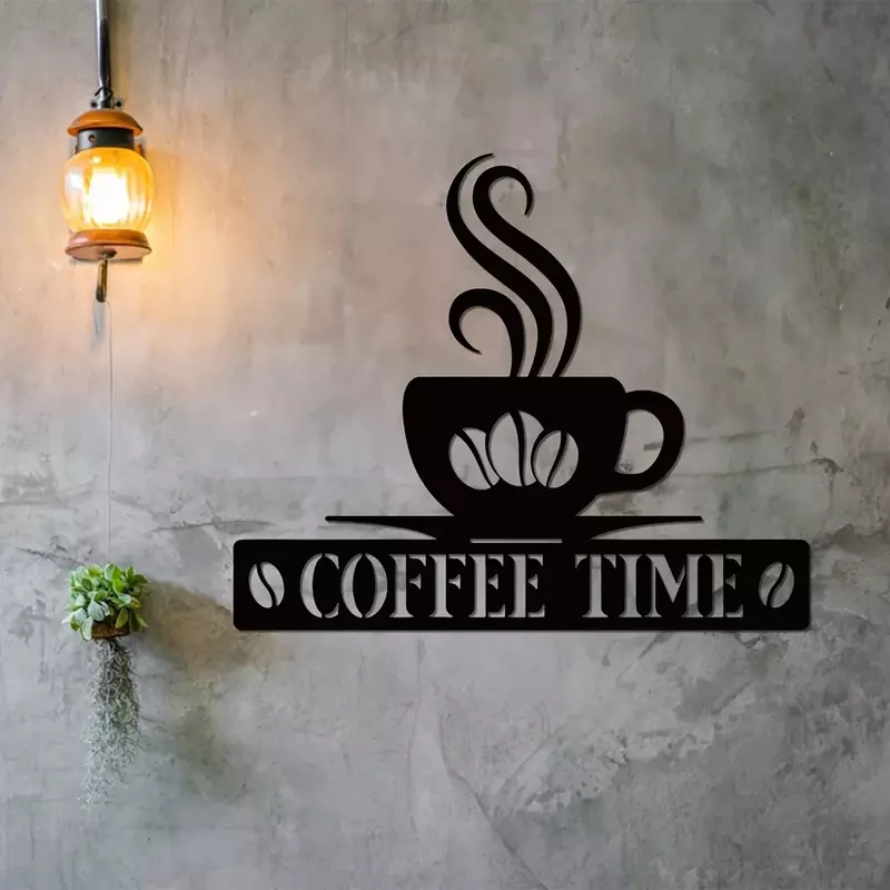 금속 벽 아트, 맞춤형 바 금속 사인, 커피 바 장식, 커피 사인, 커피 타임 벽 아트, 카페 장식, 1 개
