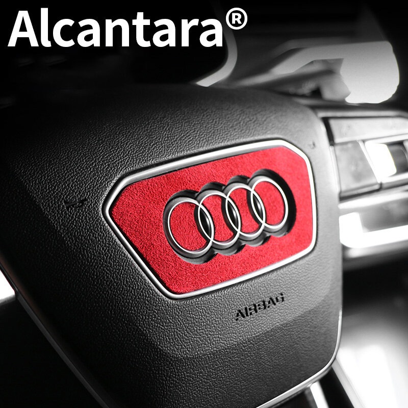 الكانتارا-ملصق شعار عجلة قيادة السيارة ، اكسسوارات داخلية ، أودي A3 ، 8 فولت ، A4 ، B9 ، A6 ، A7 ، A8 ، S6 ، S7 ، S8 ، Q3 ، Q5 ، Q7 ، q8 ، S5 ، RS6 ، RS7