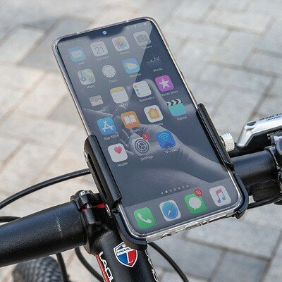 Dudukan ponsel sepeda gunung MTB, paduan aluminium tahan guncangan braket navigasi tetap, aksesoris bersepeda