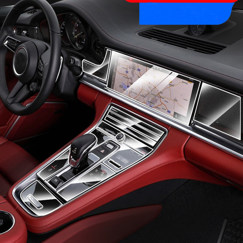 TPU dla Porsche Cayenne Macan Taycan przezroczysta folia ochronna naklejka do wnętrza samochodu kontrola centralna drzwi przekładni Panel deski rozdzielczej