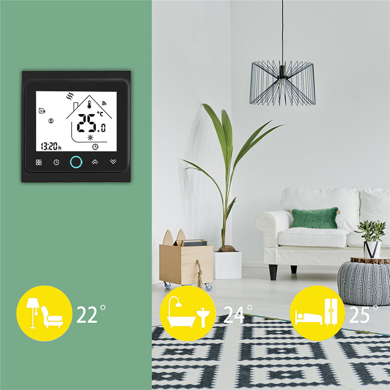 WIFI Central Air Conditioner เทอร์โมคอนโทรลเลอร์อุณหภูมิ 2 ท่อ 4 ท่อ 3 Speed Fan COIL Unit ทำงานร่วมกับ Alexa Google บ้าน