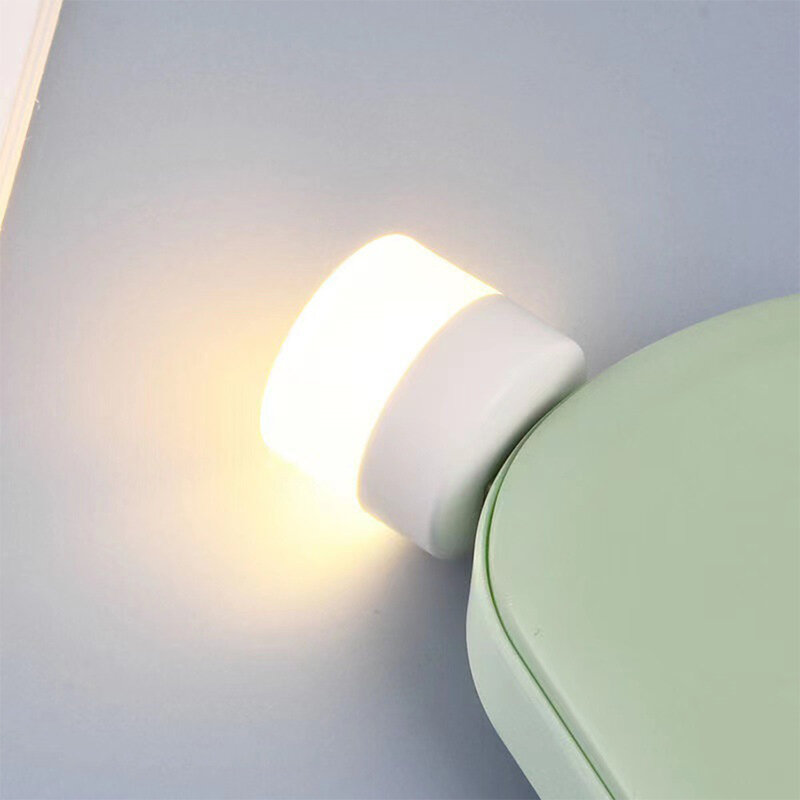 1個usbプラグランプミニledナイトライト電源銀行充電usbブックライト夜の光小さな正方形読書目の保護ランプ