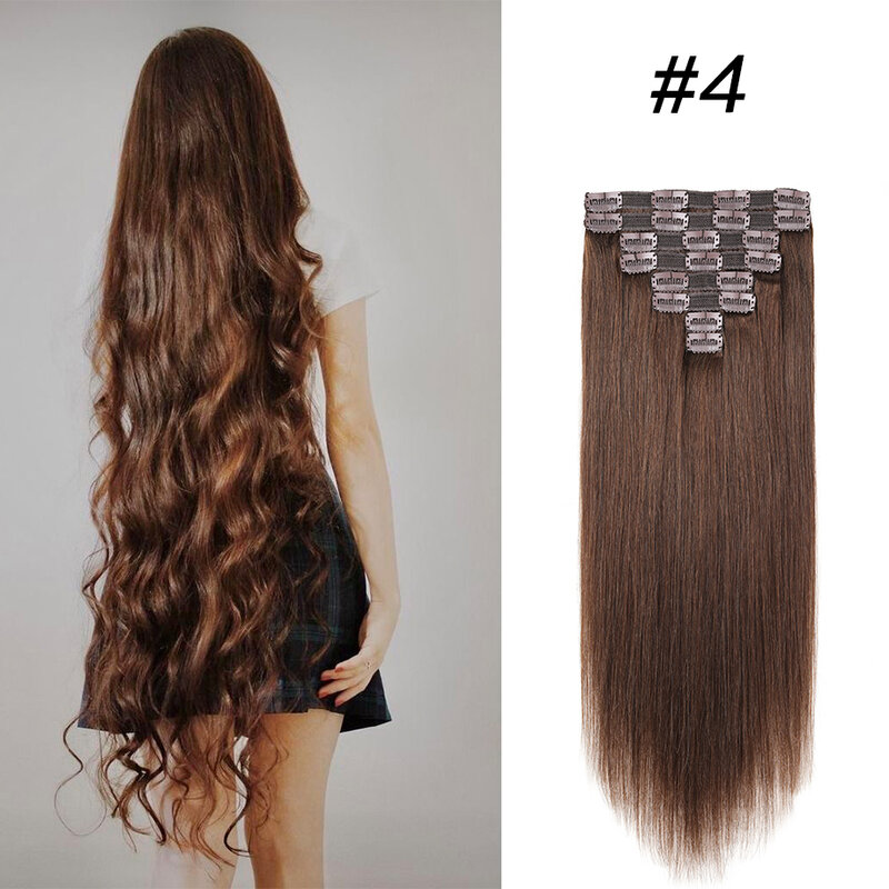 Doczepy z ludzkich włosów Clip In Real 100% Natural Remy Burgundy Wine Red Gold Black Long Full Head Clip-On For White People Women