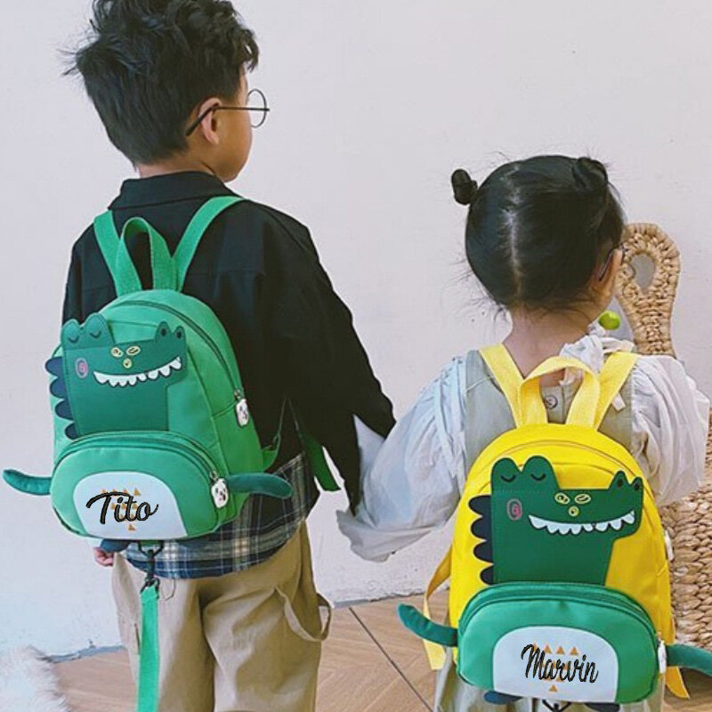 Borsa per bambini personalizzata New Dinosaur Boy zaino Cartoon Cute Anti Lost Baby Kindergarten Backpack