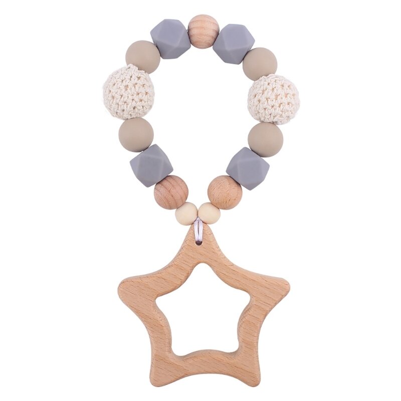 Teether Rattles Teething Bracelet Silicone Teether Beads Baby Educational Toy