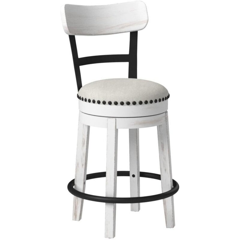 Valeares meja putar Modern 24.5 ", kursi bar tinggi, putih cuci
