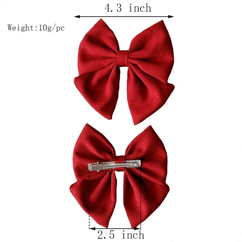 2Pcs/lot Solid Color Hair Bows Boutique With Clips For Girls Hairgrips New Headwear Baby Hair Accessories Gift Baby Hair Clips